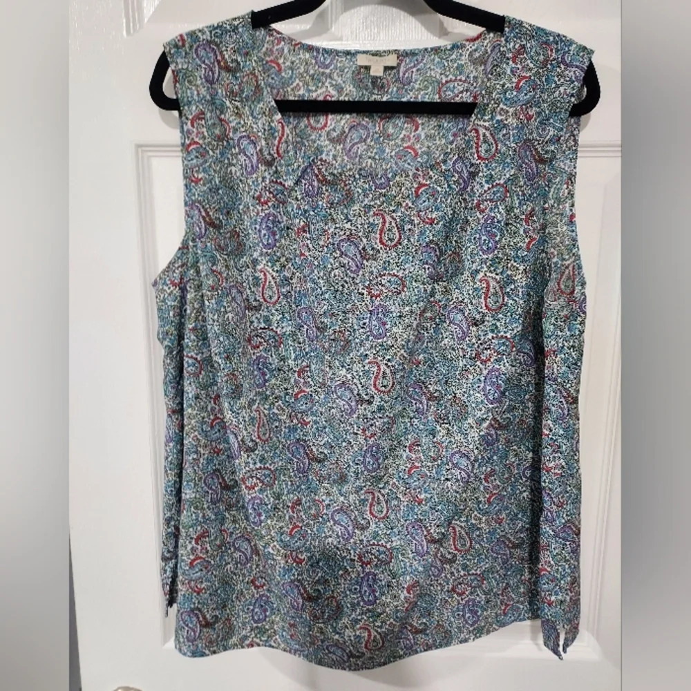 Talbots Woman Multicolored Paisley Print Sleeveless Blouse in Size 2X